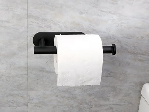 Suport hârtie igienică autoadeziv fără găurire, negru, metalic, tip loft [4]