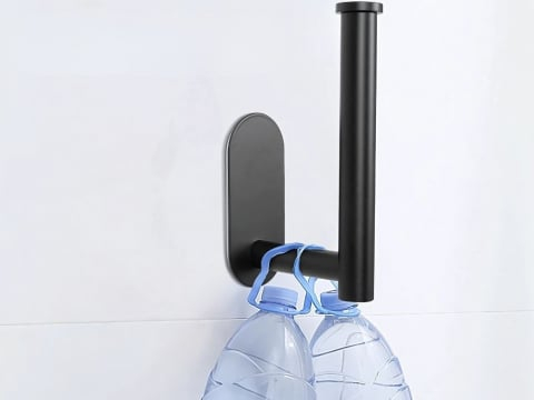 Suport hârtie igienică autoadeziv fără găurire, negru, metalic, tip loft [5]