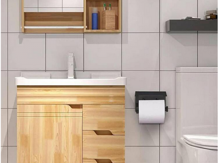 Suport hartie igienica cu raft, Argintiu sau Negru, WC [12]