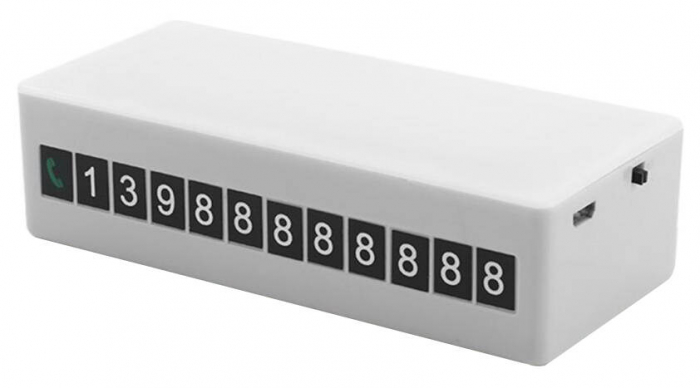 Suport numar telefon 2-in-1, pentru parcare temporara, cu lumina LED pentru urgente, reincarcabil USB, montaj magnetic, alb [2]