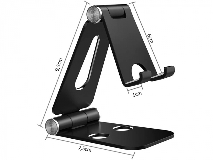Suport tableta si smartphone telefon pentru masa sau birou desktop - pliabil, portabil cu multiple reglaje, premium metal [9]