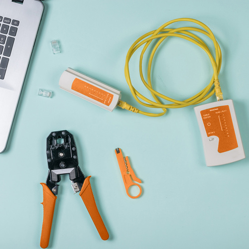Set tester profesional cablu retea internet  RJ45 RJ11, set scule de rețea, clește de dezizolat și sertizat, set gata de utilizare 145 buc. [2]