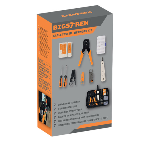 Set tester profesional cablu retea internet RJ45 RJ11, trusă de scule de rețea, clește de dezizolat și sertizat, set BIGSTREN XXL gata de utilizare [4]