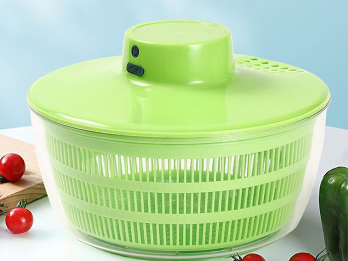 Uscator salata prin centrifugare, plastic, verde, transparent, 24 cm, electric USB [6]