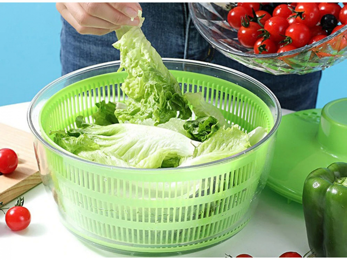 Uscator salata prin centrifugare, plastic, verde, transparent, 24 cm, electric USB [5]