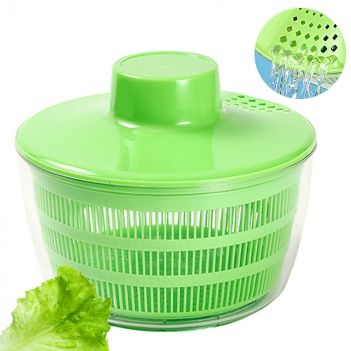 Uscator salata prin centrifugare, plastic, verde, transparent, 24 cm, electric USB [2]