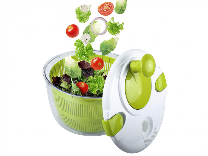 Uscator salata prin centrifugare, plastic, verde,  transparent, 25 cm [9]
