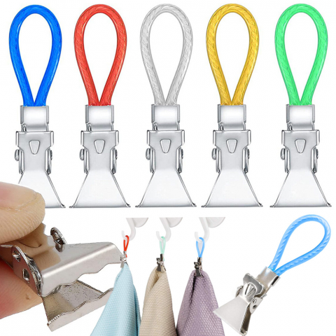 Suporturi si accesorii de baie - Set 5 Cleme de Agățat Prosoape pentru Baie, Cârlige pentru Prosoape