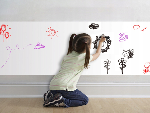 Abtibild sticker autocolant tabla de scris, alb, 200x 45 cm, pentru prezentari sau copii [3]