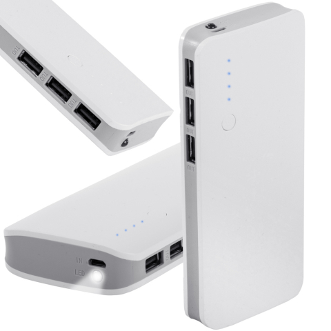 Accesorii Telefoane Mobile - Baterie externă 10000mah cu 3x USB microUSB 2.1A, lanternă LED puternică și rapidă