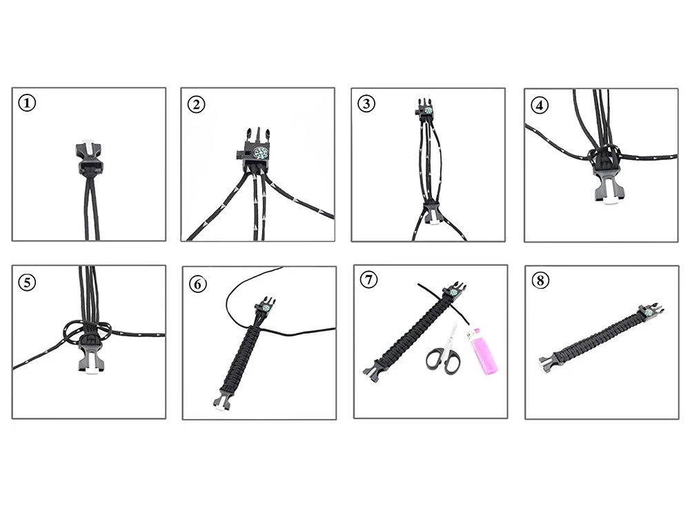 Brățară de supraviețuire 5 în 1: busolă, amnar, frânghie (paracord), cuțit [2]