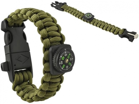 Sport & Outdoor - Brățară de SUPRAVIEȚUIRE cu Accesorii - Verde