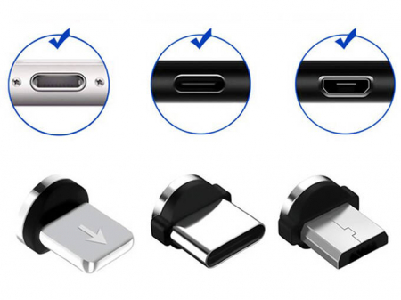 Cablu de incarcare magnetic 3 in 1 micro typ-c usb lightning 1m [7]