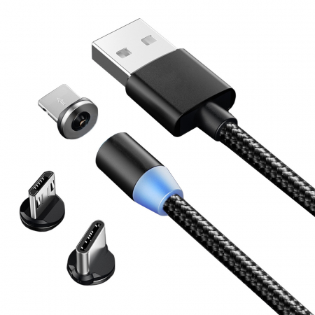 Retelistica - Cablu de incarcare magnetic 3 in 1 micro typ-c usb lightning 1m