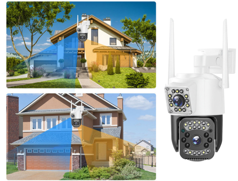 Cameră cu două obiective, Wi-Fi, de exterior, rotativă, cu detector de mișcare, IP, 4G [7]