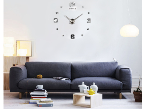 Ceas de perete autocolant 3D , ceas de perete XXL, mare, 130 cm, autocolant silențios argintiu sau negru [14]