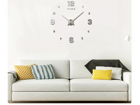 Ceas de perete autocolant 3D , ceas de perete XXL, mare, 130 cm, autocolant silențios argintiu sau negru [12]