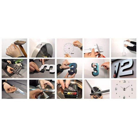 Ceas de Perete DIY Loft - Reglabil 60-130cm [8]
