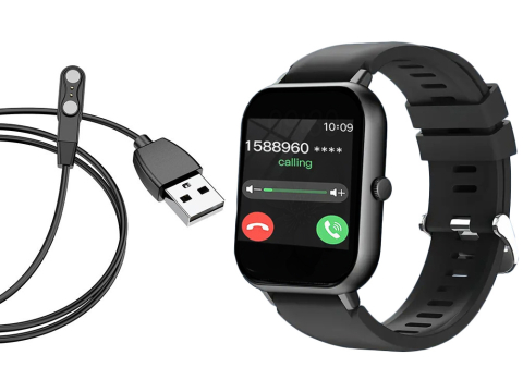 Ceas inteligent pentru femei, bărbați, curea de cauciuc, sport, apeluri Bluetooth, Negru [3]