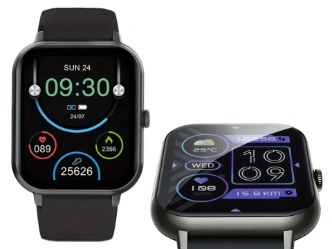 Ceas inteligent pentru femei, bărbați, curea de cauciuc, sport, apeluri Bluetooth, Negru [2]