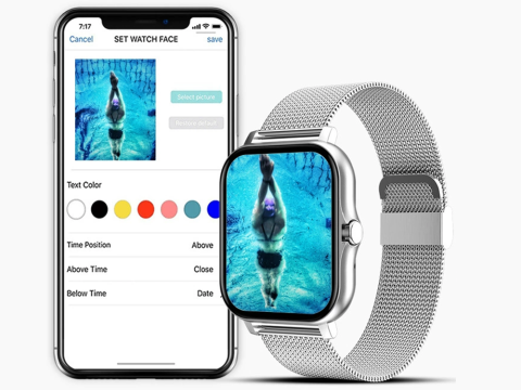 Ceas inteligent pentru femei, bărbați, curea de cauciuc, sport, apeluri Bluetooth, gri [13]