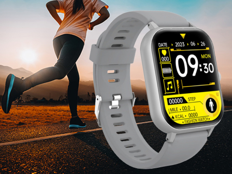 Ceas inteligent pentru femei, bărbați, curea de cauciuc, sport, apeluri Bluetooth, Gri [2]