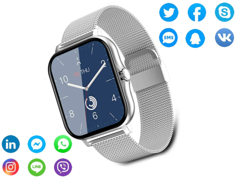 Ceas inteligent pentru femei, bărbați, curea de cauciuc, sport, apeluri Bluetooth, gri [7]