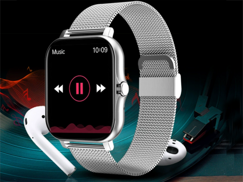Ceas inteligent pentru femei, bărbați, curea de cauciuc, sport, apeluri Bluetooth, gri [5]