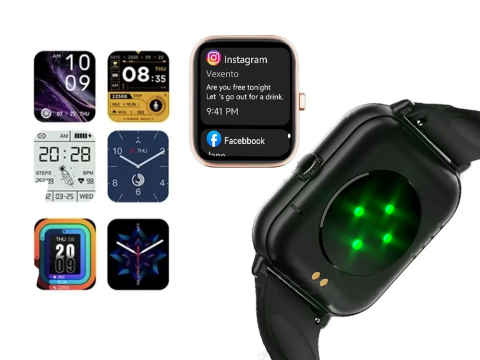 Ceas inteligent pentru femei, bărbați, curea de cauciuc, sport, apeluri Bluetooth, negru [9]