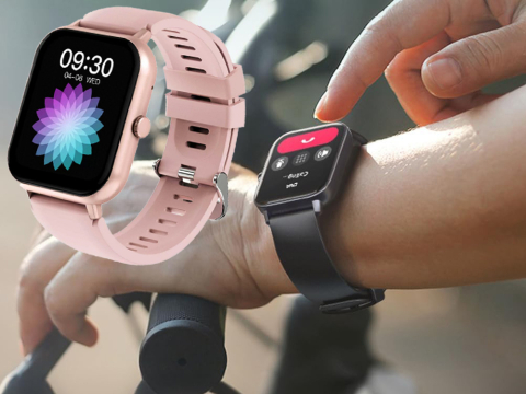 Ceas inteligent pentru femei, bărbați, curea de cauciuc, sport, apeluri Bluetooth, Roz [2]
