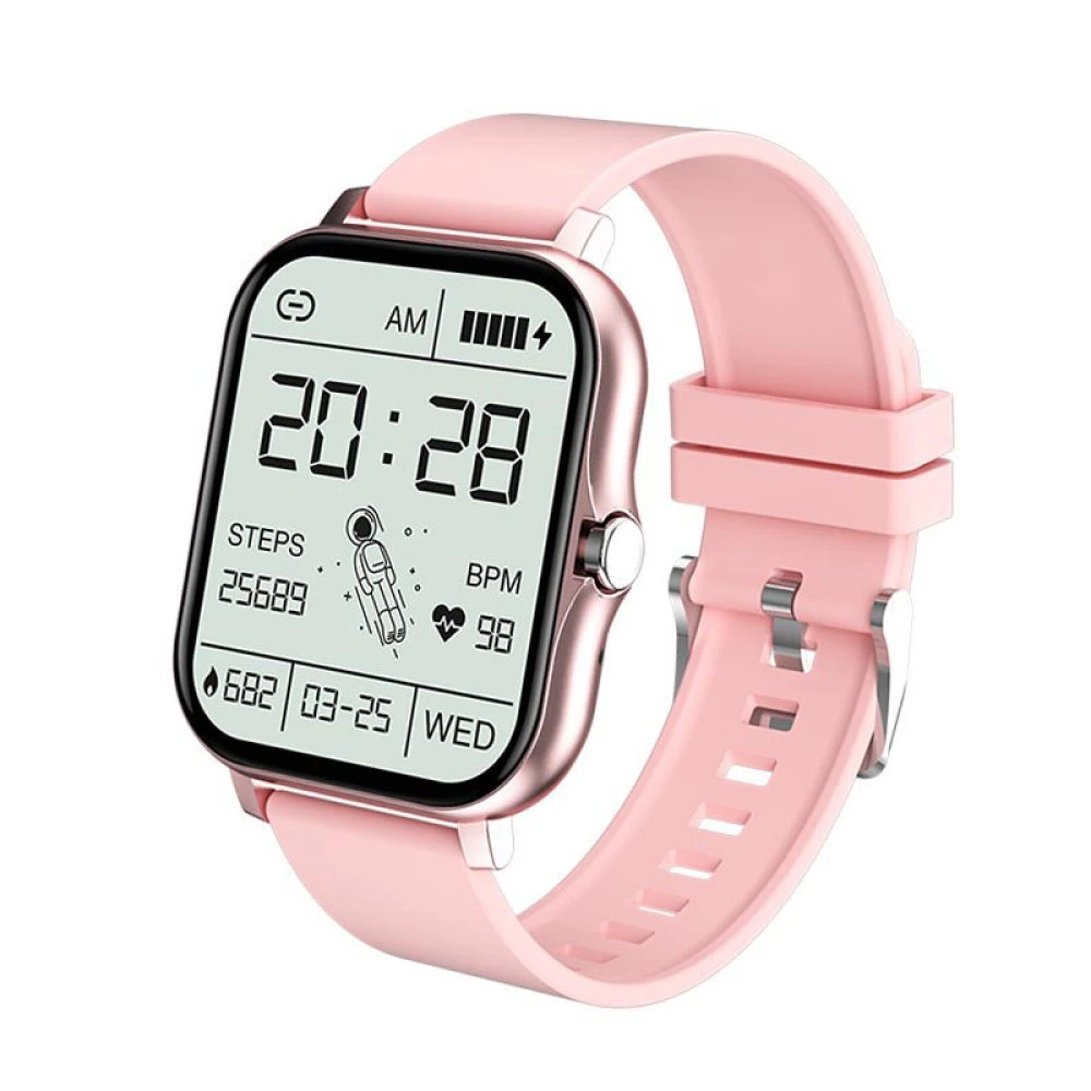 Ceasuri - Ceas inteligent, SMART , unisex,  curea roz silicon sport, apeluri Bluetooth, Roz