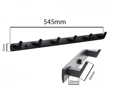 Cuier baie pentru haine, prosoape baie, bucătărie, cuier perete loft 54,5 cm [3]