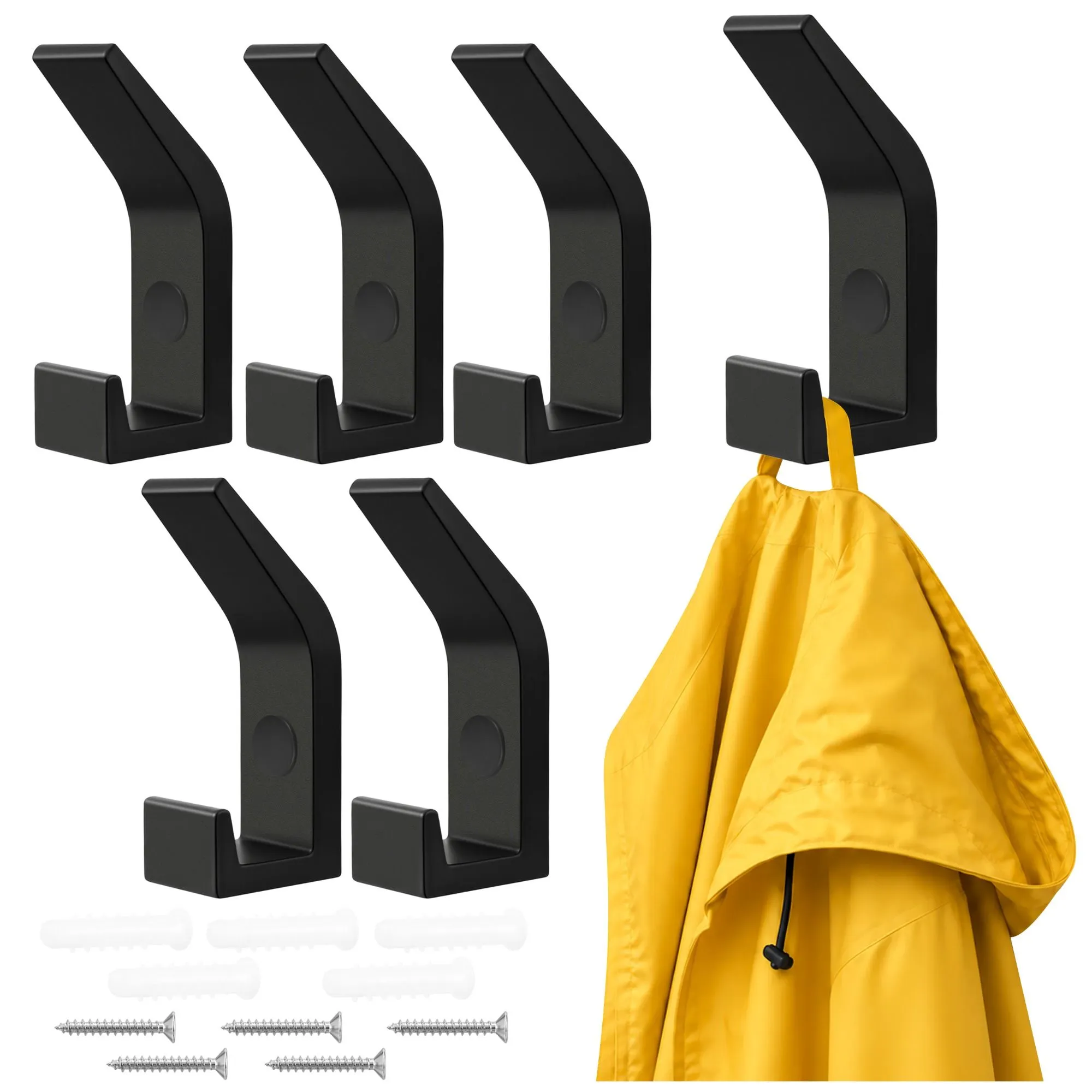 Cuier de perete 7x2x3 cm  DIY negru mat, stil loft, triplu, 5 bucăți – din metal, pentru haine [1]