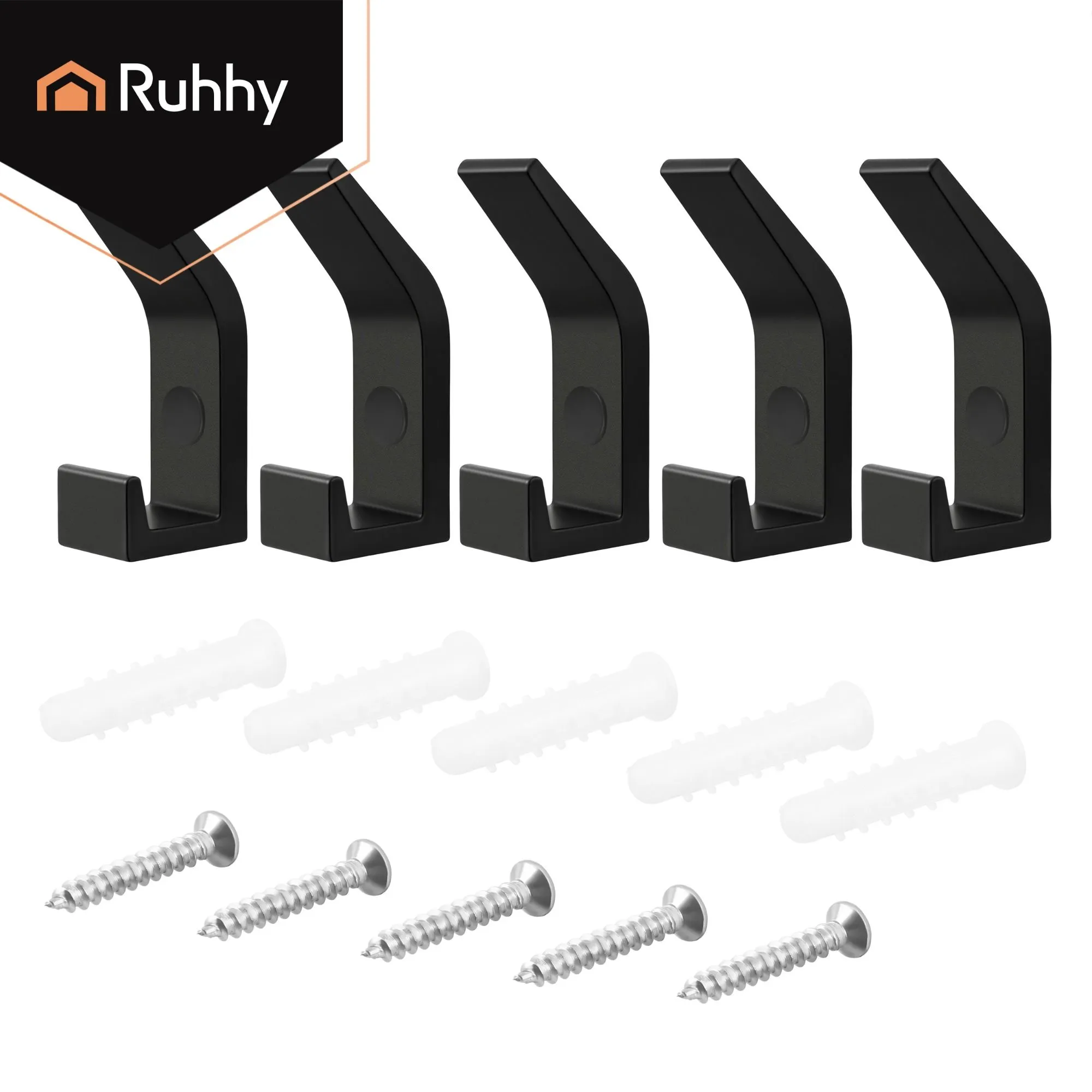 Cuier de perete 7x2x3 cm  DIY negru mat, stil loft, triplu, 5 bucăți – din metal, pentru haine [2]