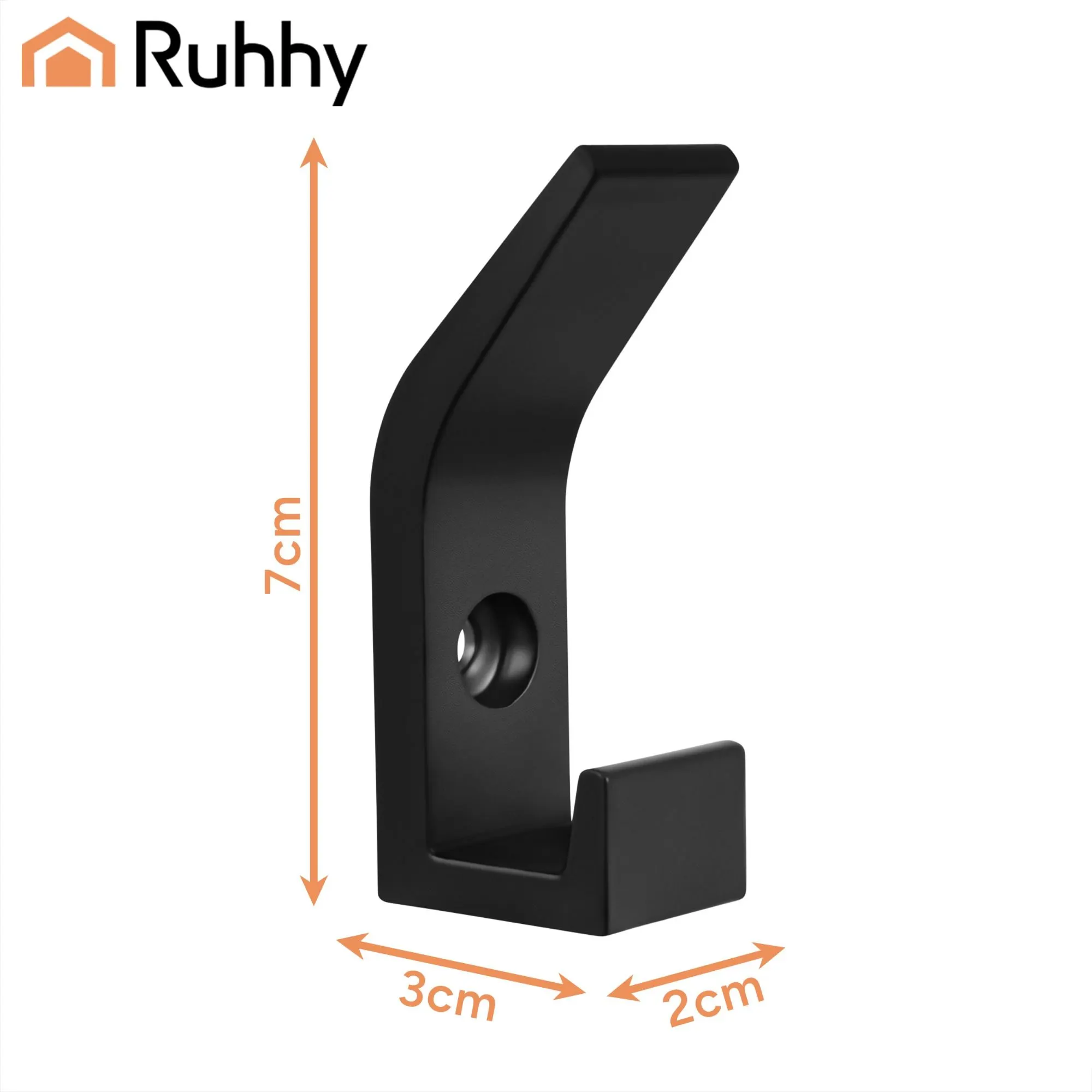 Cuier de perete 7x2x3 cm  DIY negru mat, stil loft, triplu, 5 bucăți – din metal, pentru haine [4]