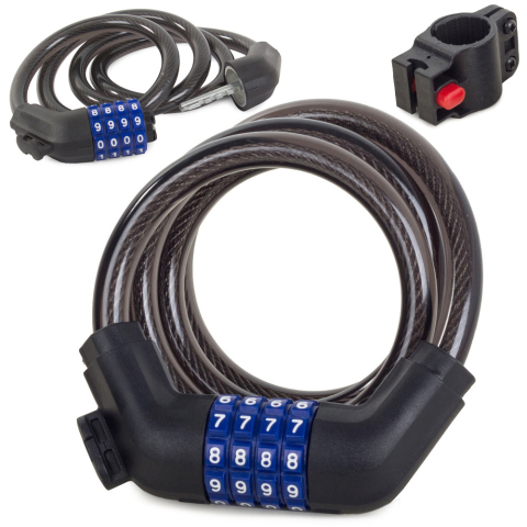 Accesorii bicicleta - Dispozitiv anti-furt bicicleta cu cifru, negru, 100cm