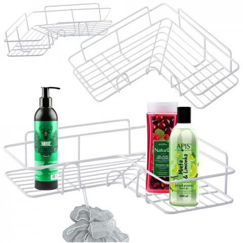 Suporturi si accesorii de baie - etajera-colt-baie-loft-autoadeziva-negru-sau-alb