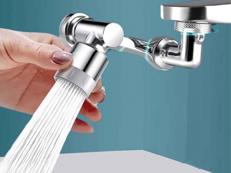 Extensie Robinet Rotativa, Adaptor Apa Baterie, Universal, Rotatie de 1080 °, Functie de Economisire a Apei, Doua Moduri Dus / Bule, Argintiu [7]