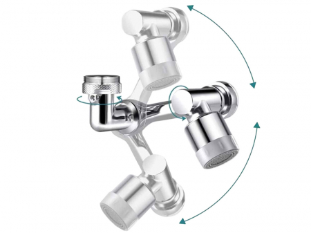 Extensie Robinet Rotativa, Adaptor Apa Baterie, Universal, Rotatie de 1080 °, Functie de Economisire a Apei, Doua Moduri Dus / Bule, Argintiu [5]