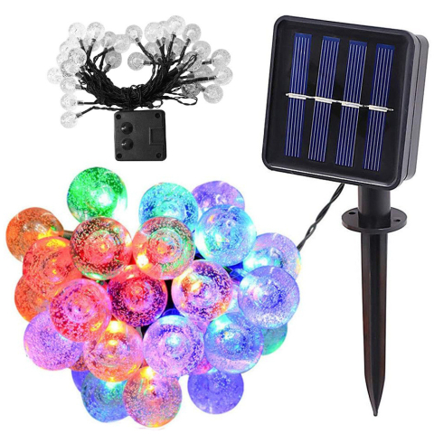 Ghirlanda - Ghirlandă luminoasă solară pentru grădină, 40 LED-uri, multicoloră