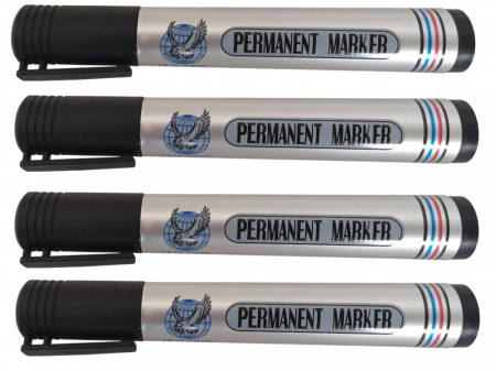 Marker permanent negru rotund rezistent la apa pentru metal, sticla, plastic [1]