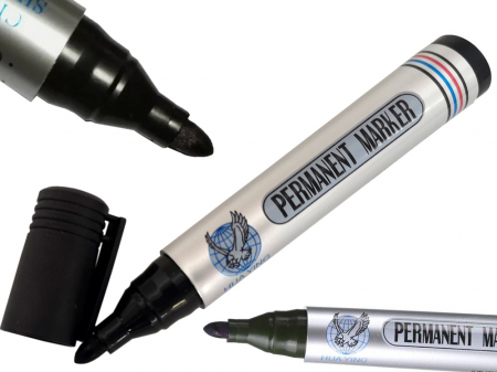 Marker permanent negru rotund rezistent la apa pentru metal, sticla, plastic [2]