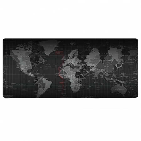 Mousepad - Mousepad textil, antiaderent, pentru gaming, XXXL, cu model Harta Lumii, dimensiuni 90x40cm, negru