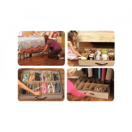 Organizator dreptunghiular pentru incaltaminte cu capac transparent, 12 perechi, 65x55x14 cm [4]