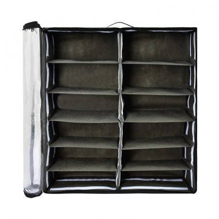 Organizare si Depozitare - Organizator dreptunghiular pentru incaltaminte cu capac transparent, 12 perechi, 65x55x14 cm