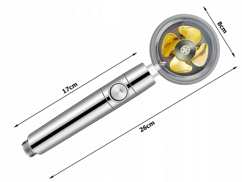 Para de dus turbo, ABS, Buton on/off, 360 de grade rotative cu elice aurie [8]