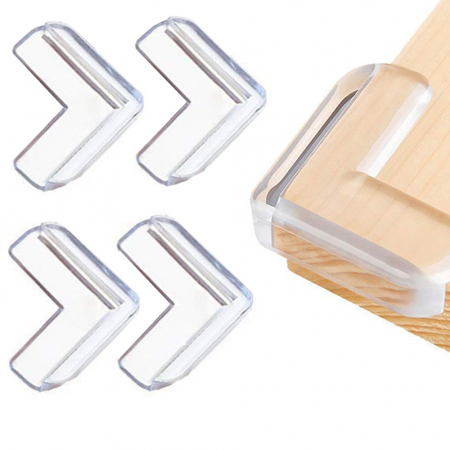 Sisteme de siguranta copii - Protectie colturi din silicon transparent 4 bucati