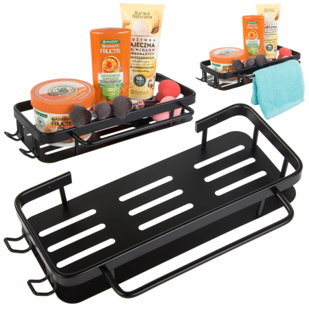 Suporturi si accesorii de baie - Raft baie, cuier baie, mansarda agatat, bucatarie, metal negru