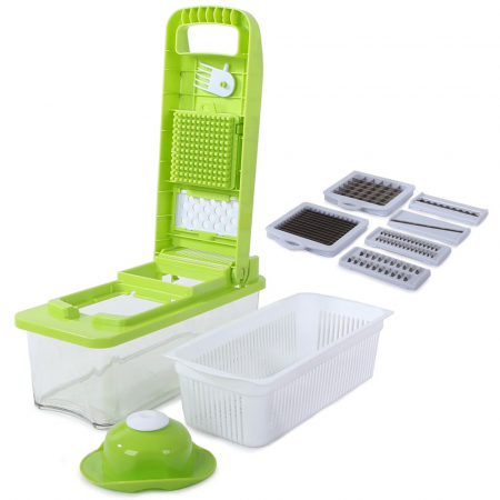 Razatori si accesorii - Razatoare si feliator pentru legume si fructe, 7 accesorii, capacitate 1500 ml