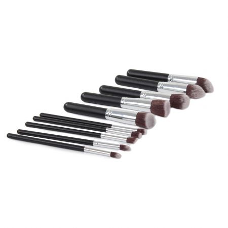 Aplicatoare si pensule machiaj - Set 10 pensule de machiaj, Verk Group, Profesionale, Negru